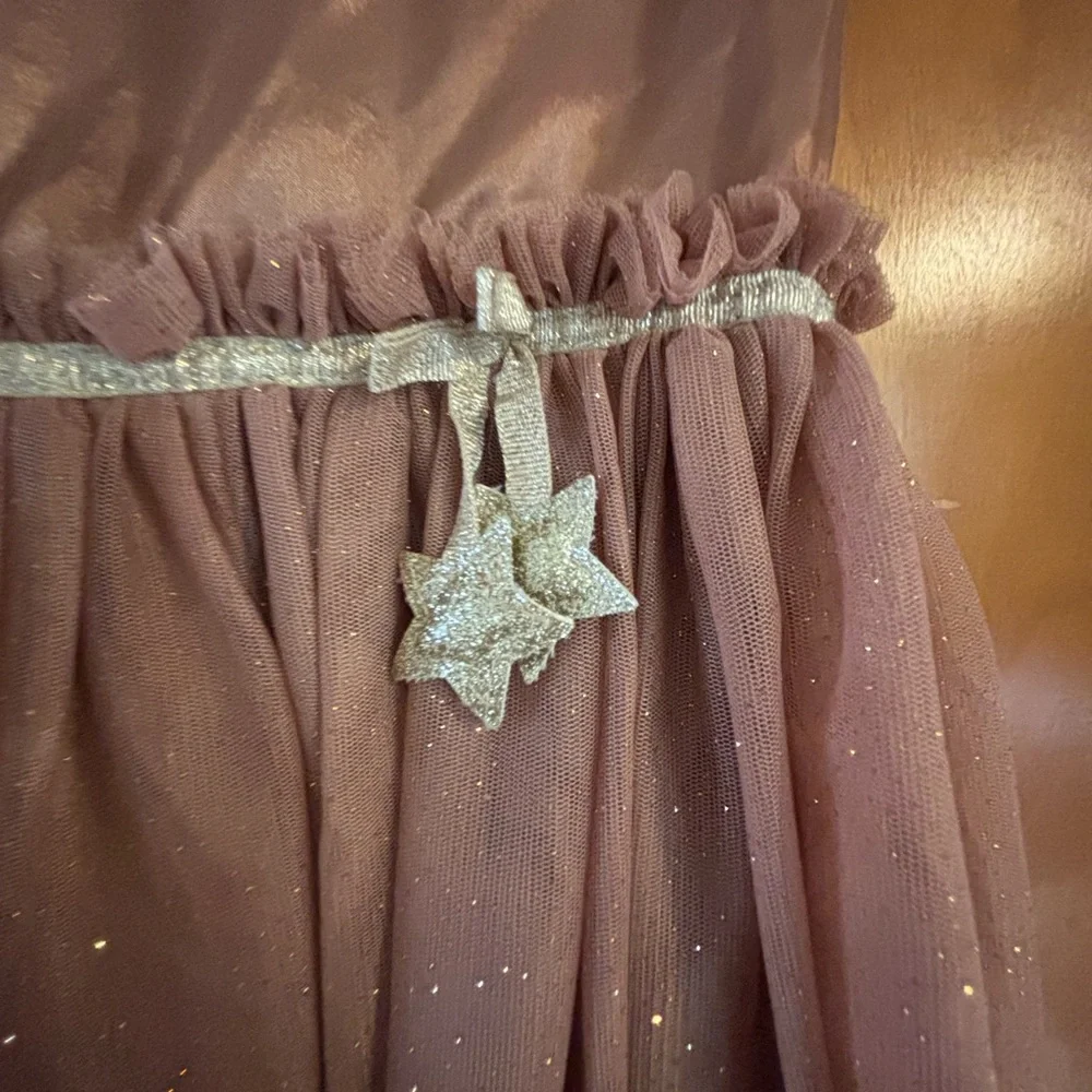 H&M Shimmering Champagne Brown Kids Dress with Star Charm